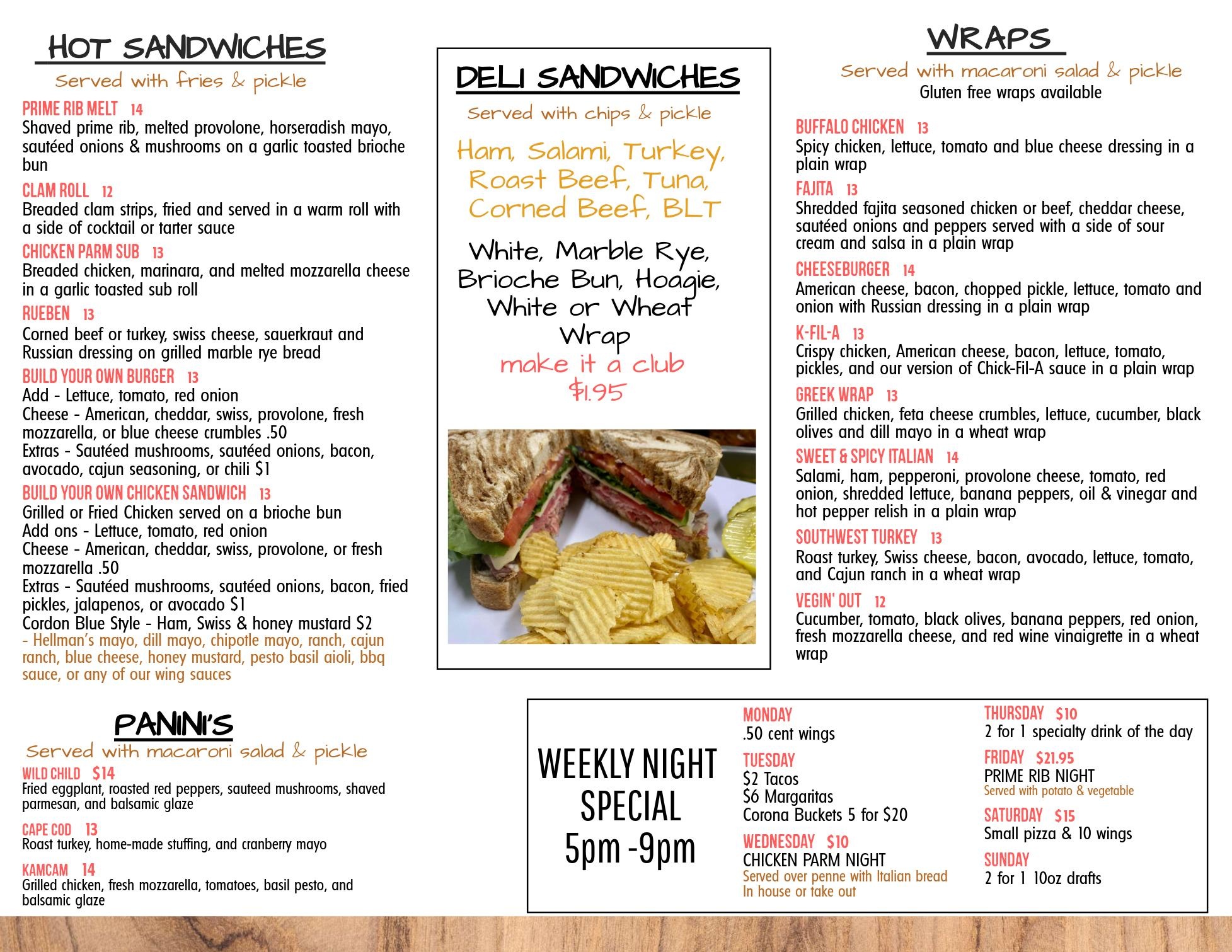 Menu Kris' Mid City Tavern